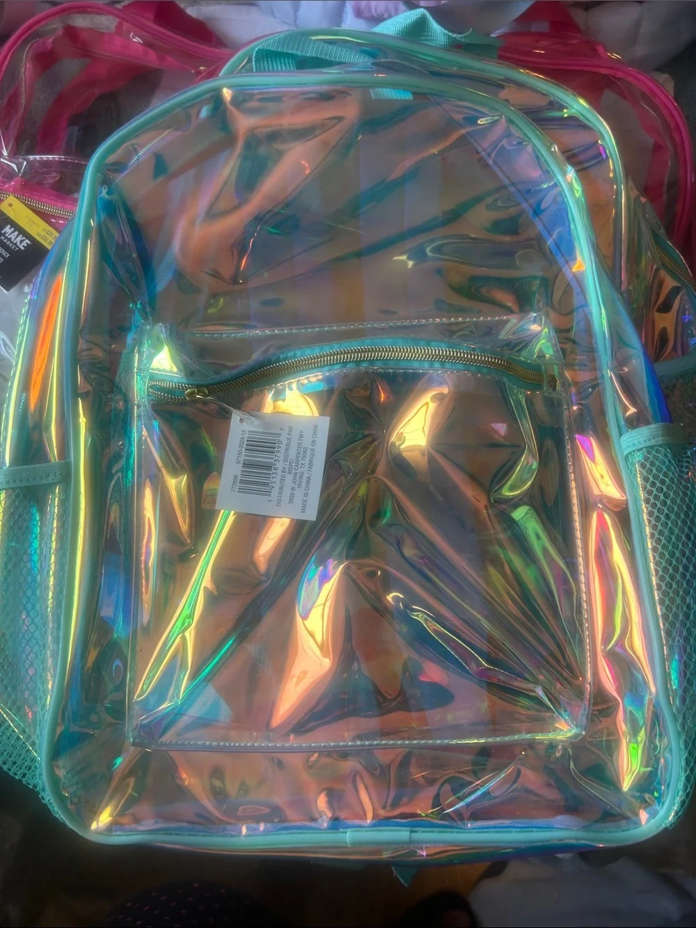 Clear Pink Trim Backpack